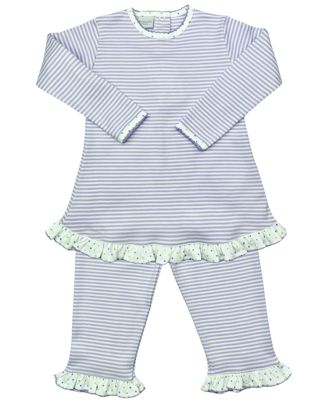 Lavender Stripe & Dot Ruffled Pant Set (2T,3T)