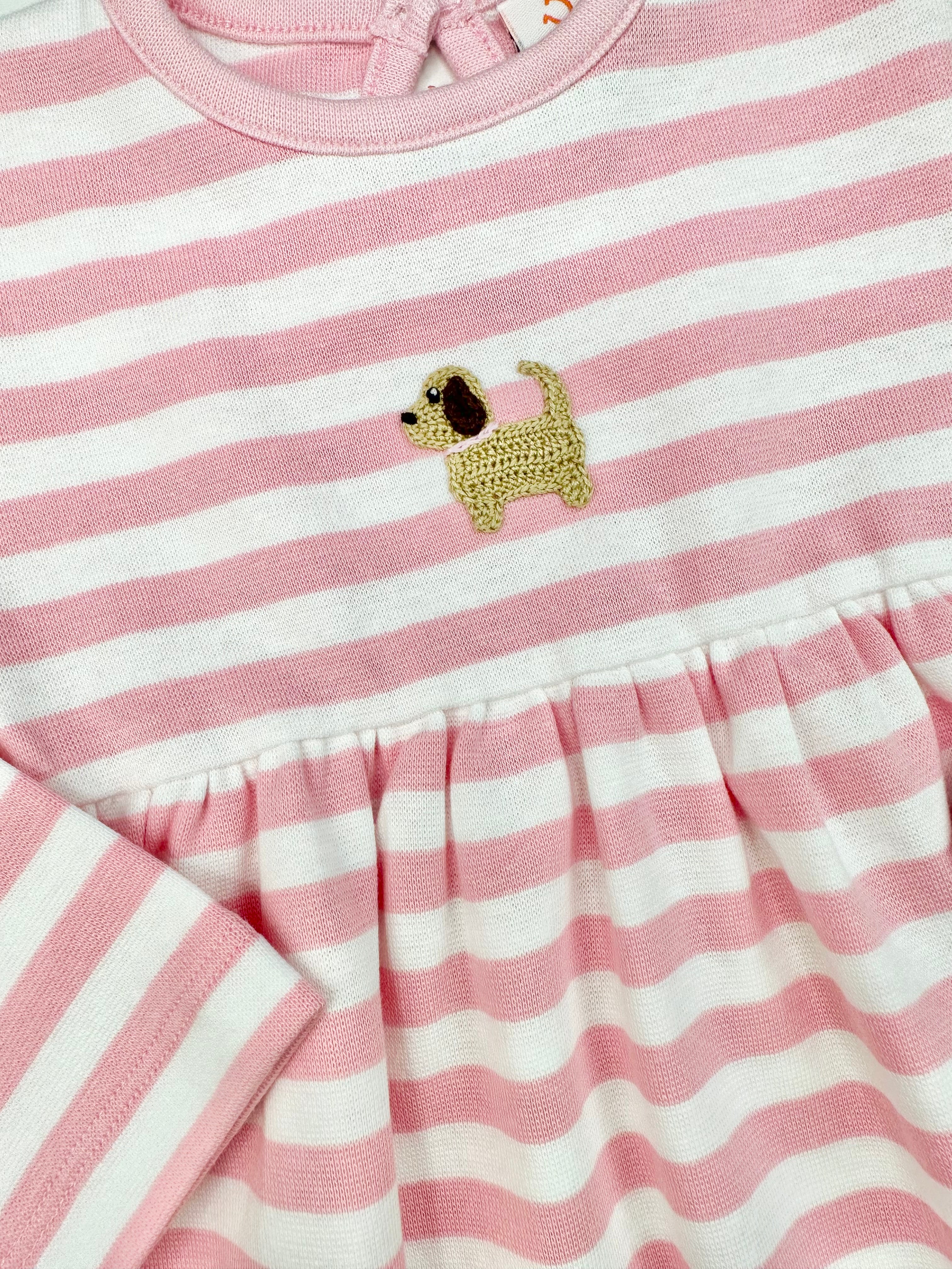Crochet Puppy Striped Dress (2T,3T,4T,5,6)
