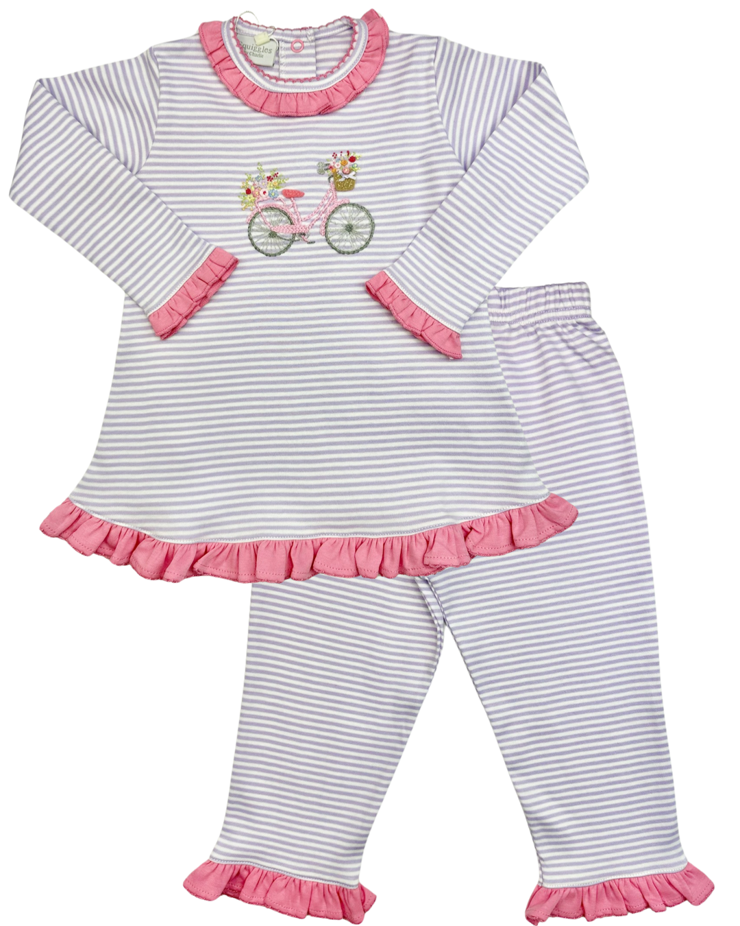 Bicycle & Flowers Ruffled Pant Set (2T,3T,4T)