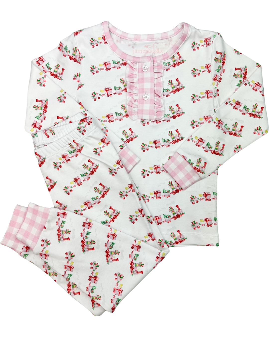 Two Piece Girl Jammies - Christmas Train Knit (2T,3T,4T,5,6)