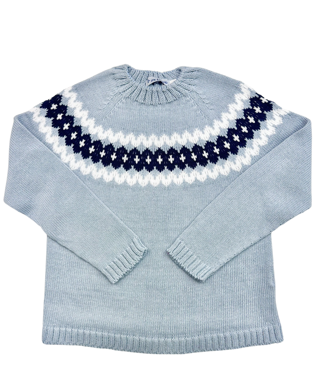 Fair Isle Crew Sweater - Blue/Navy/White (2T,3T,4T)