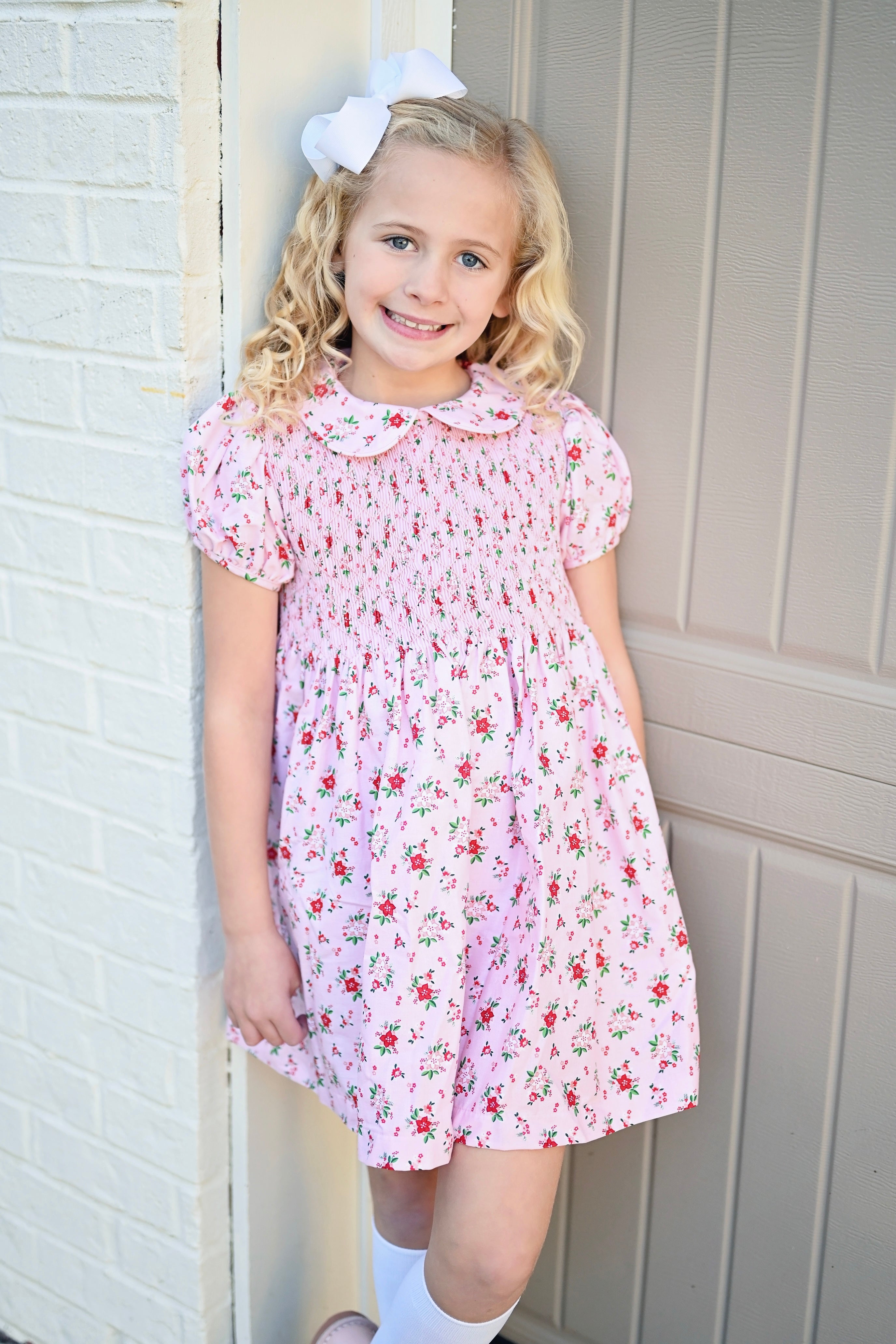 Everly Smocked Dress - Christmas Floral *PRE-ORDER (3T,4T,5,6)