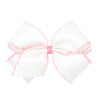 White With Light Pink Moonstitch  Bow