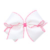 White With Hot Pink Moonstitch  Bow