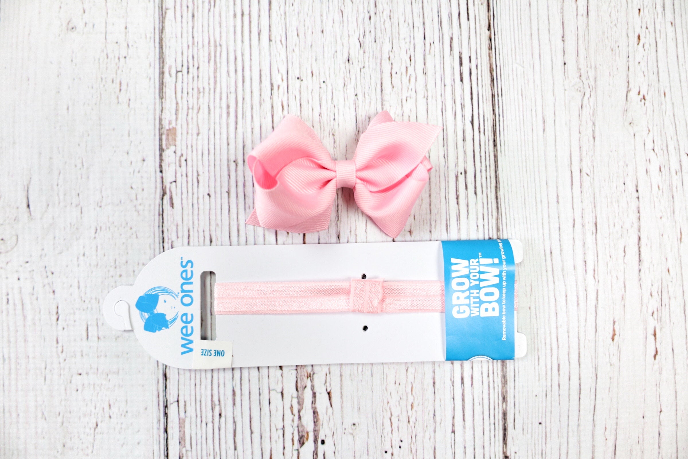 Light Pink Grosgrain Bow With Elastic Band