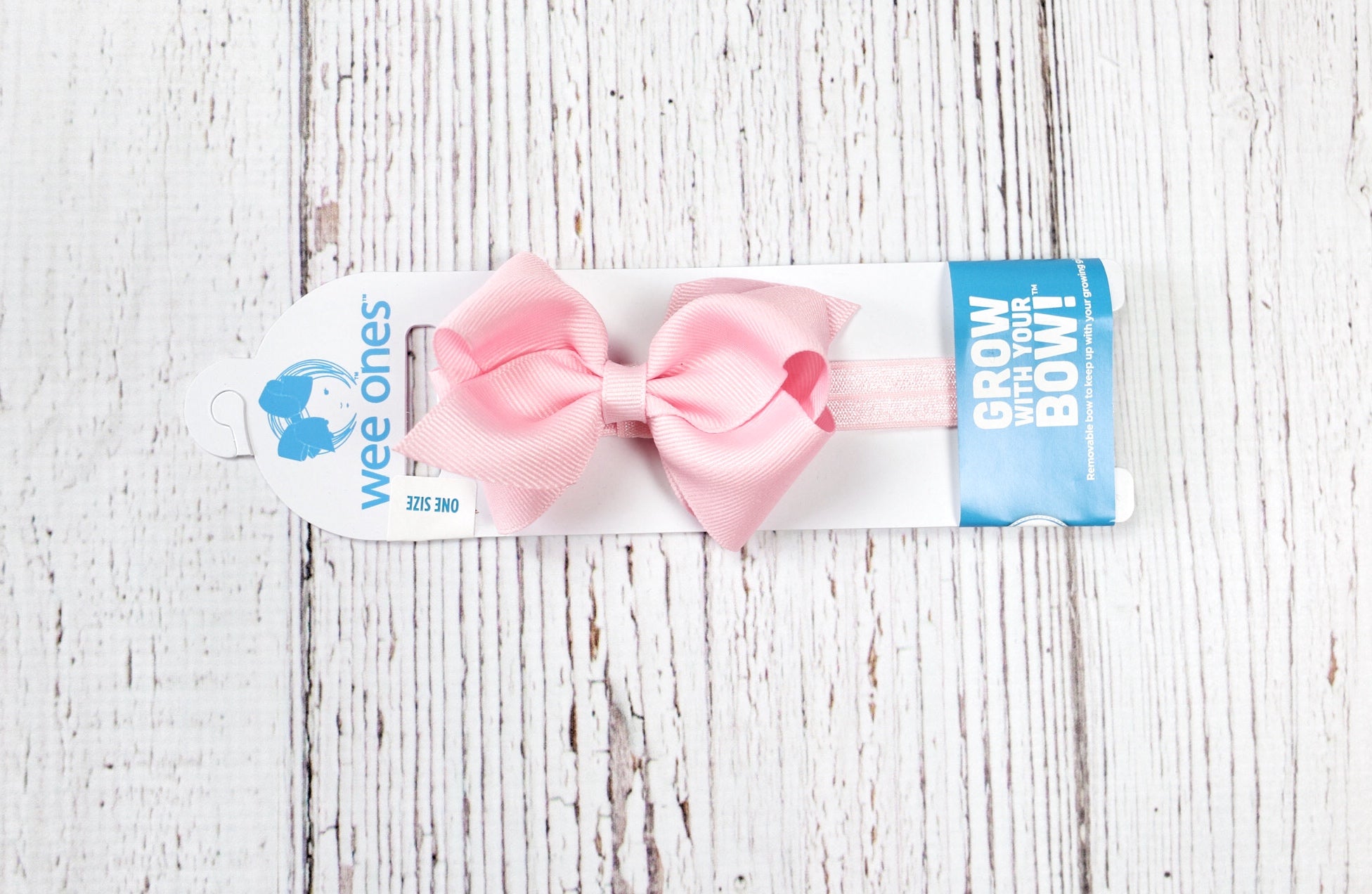 Light Pink Grosgrain Bow With Elastic Band