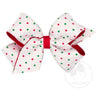 Red & Green Dot With Silver Edge Medium Bow