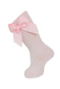 Knee Socks With Gross Grain Side Bow - Soft Pink