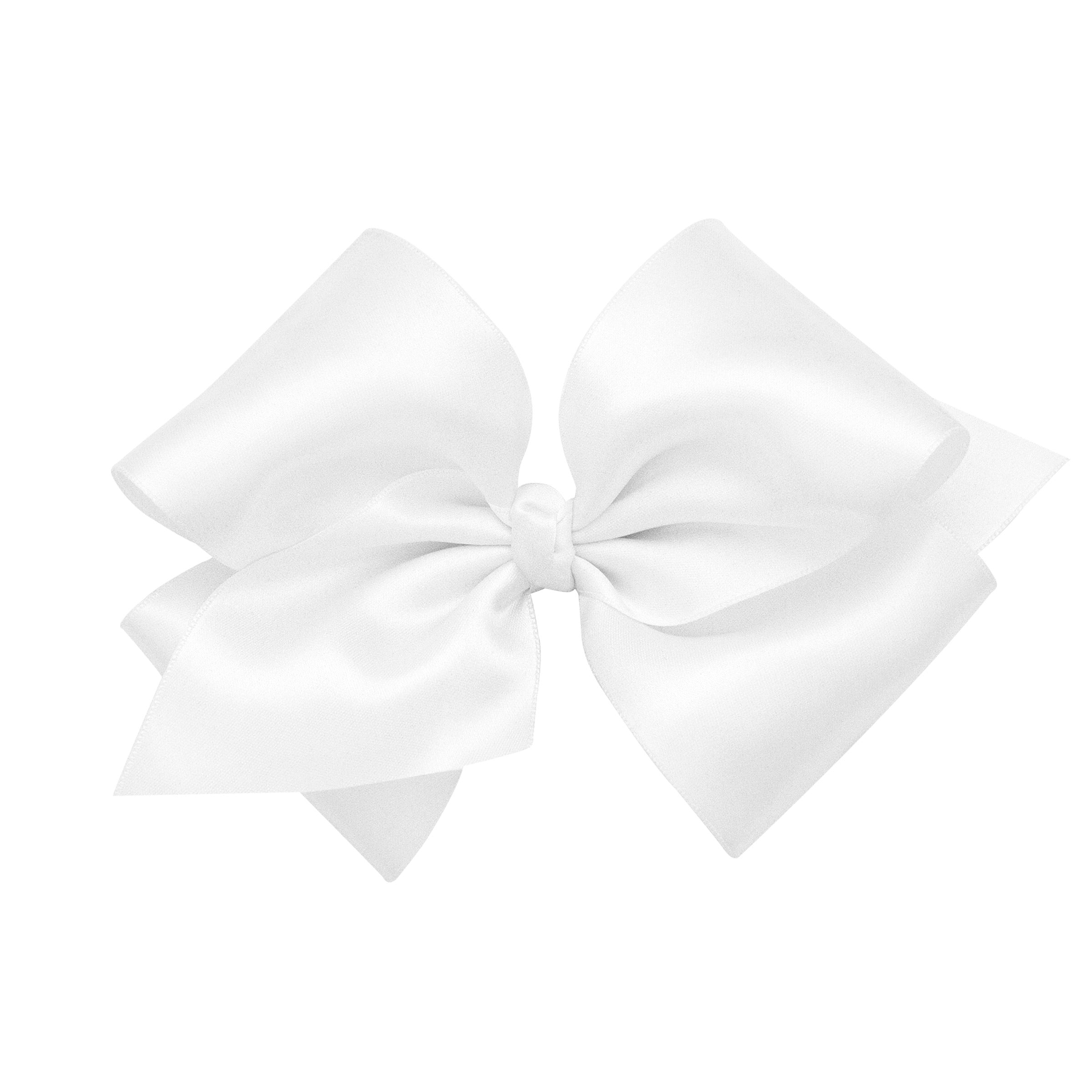French Satin Bow With Knot - White