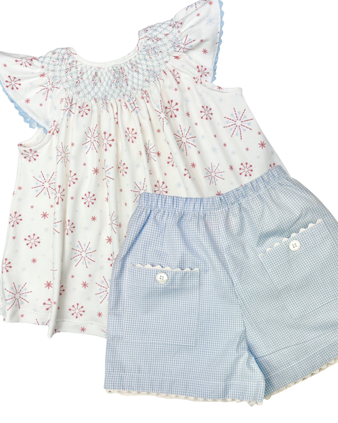 Two Pocket Short - Baby Blue Gingham (Size 5)