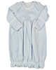 Blue Stripe With White Crochet Trim Lap Shoulder Gown (NB,0/3M)